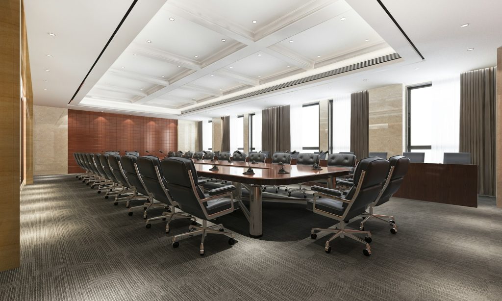 3d rendering business meeting room on high rise office building